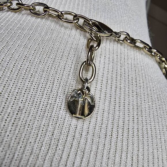 Talbots Flower Leave Gold Tone Statement Bib Necklace Blue Yellow Clear Pink - Picture 5 of 5